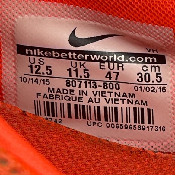 Nike FS Lite Trainer 3 Shoes Mens Size 12.5 Orange Running Sneakers 807113-800 - Picture 8 of 8